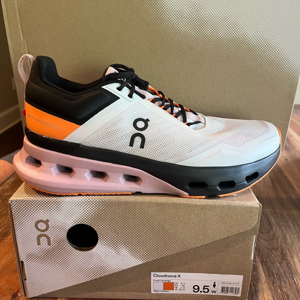 On Running Cloudnova X Women's Shoes - White, Black, and Orange